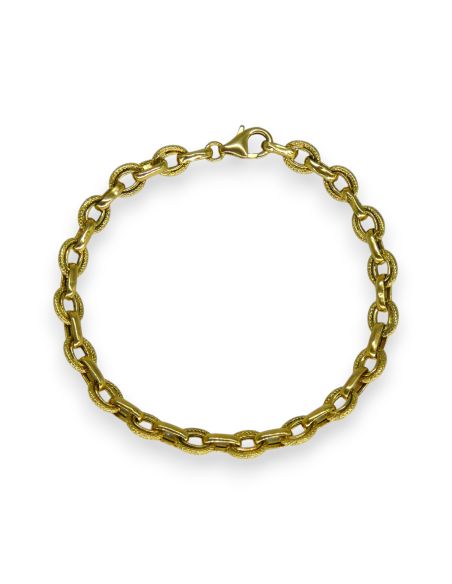 Pulsera forzada en óvalos 18cm oro 18k - Joyería Orocash