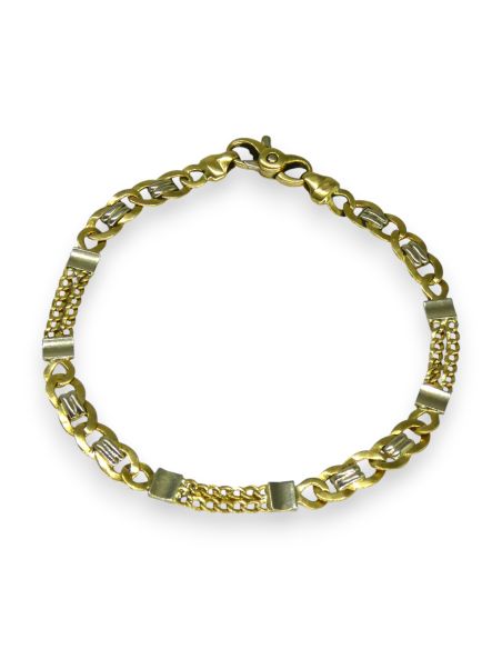 Pulsera eslabón Bismark 3x1 19cm oro 18k - Joyería Orocash