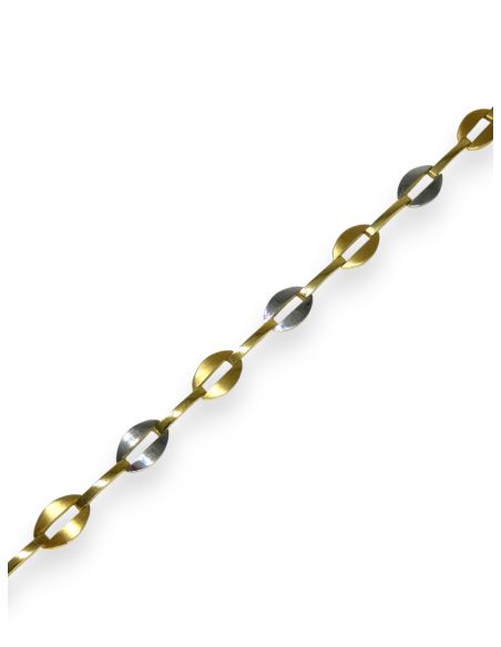 Pulsera pulida y satinado 19cm oro bicolor 18k - Joyería Orocash