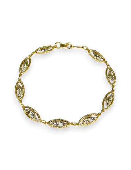 Pulsera delfines oval 18cm oro 18k - Joyería Orocash