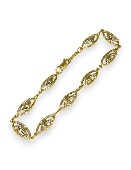 Pulsera delfines oval 18cm oro 18k - Joyería Orocash