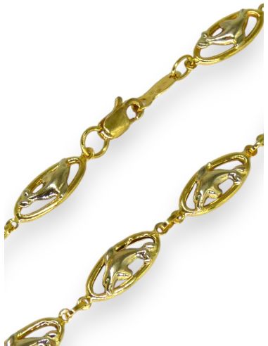 Pulsera delfines oval 18cm oro 18k - Joyería Orocash