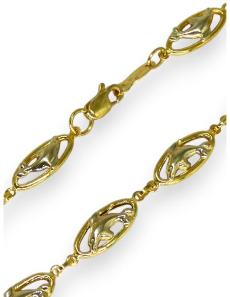 Pulsera delfines oval 18cm oro 18k - Joyería Orocash