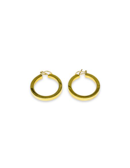 Pendientes aros planos en cuadrado 3.5cm oro 18k - Joyería Orocash