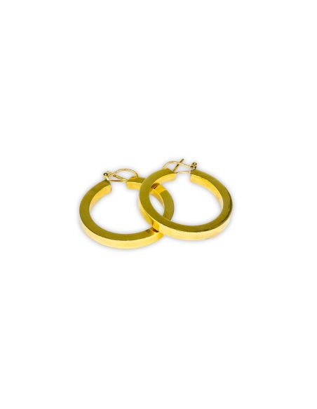 Pendientes aros planos en cuadrado 3.5cm oro 18k - Joyería Orocash