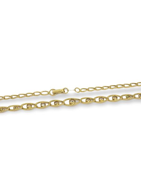Cadena eslabón bilbao con circonitas centrales 48cm oro 18k - Joyería Orocash
