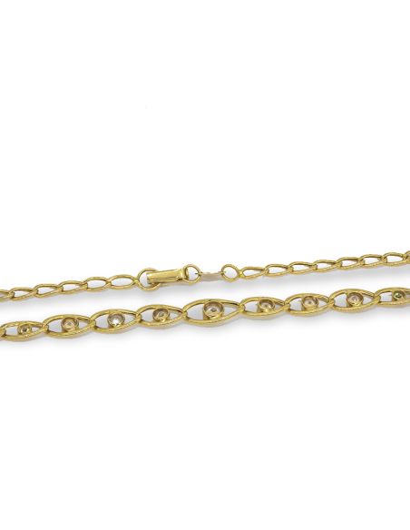 Cadena eslabón bilbao con circonitas centrales 48cm oro 18k - Joyería Orocash
