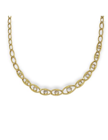 Cadena eslabón bilbao con circonitas centrales 48cm oro 18k - Joyería Orocash