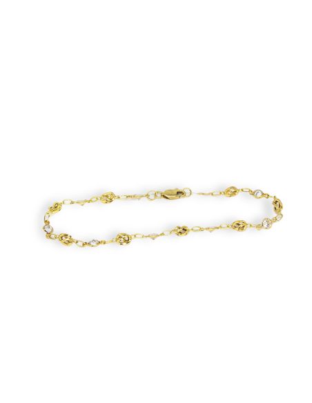 Pulsera circonitas y nudos 20cm oro 18k - Joyería Orocash