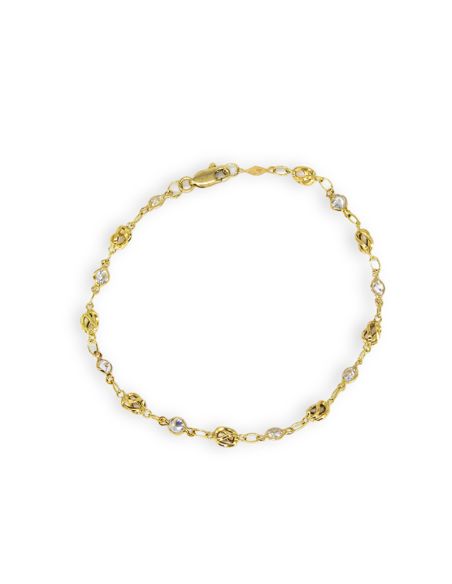 Pulsera circonitas y nudos 20cm oro 18k - Joyería Orocash