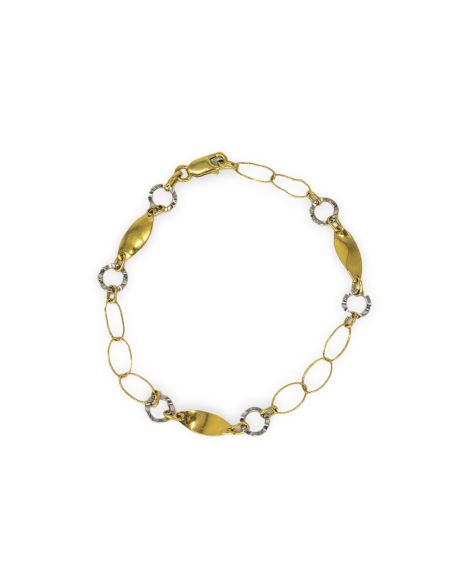 Pulsera con óvalos círculos 18cm oro bicolor 18k - Joyería Orocash