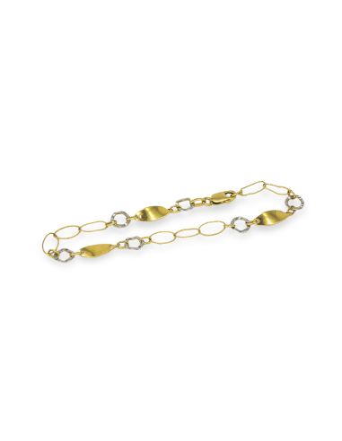 Pulsera con óvalos círculos 18cm oro bicolor 18k - Joyería Orocash