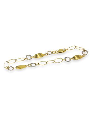 Pulsera con óvalos círculos 18cm oro bicolor 18k - Joyería Orocash