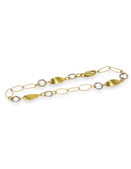 Pulsera con óvalos círculos 18cm oro bicolor 18k - Joyería Orocash