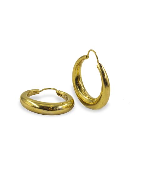 Pendientes aros morcillas grandes 3cm oro 18k - Joyería Orocash