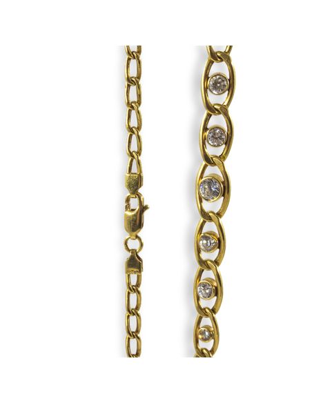 Cadena eslabón bilbao con circonitas centrales 45cm oro 18k - Joyería Orocash