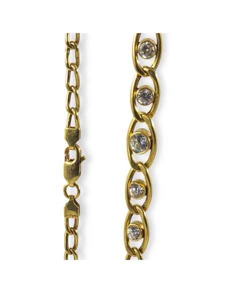Cadena eslabón bilbao con circonitas centrales 45cm oro 18k - Joyería Orocash