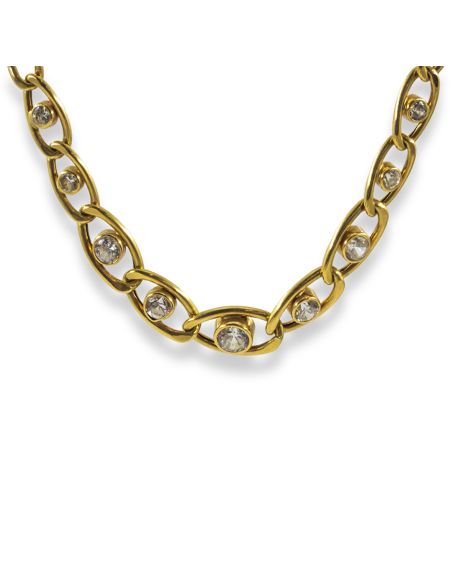 Cadena eslabón bilbao con circonitas centrales 45cm oro 18k - Joyería Orocash