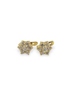Pendientes flor circonitas oro 18k - Joyería Orocash