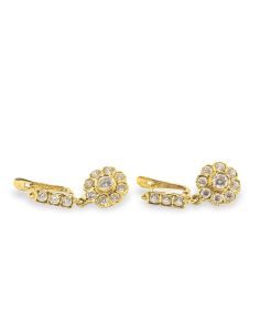Pendientes largos flor circonitas oro 18k - Joyería Orocash