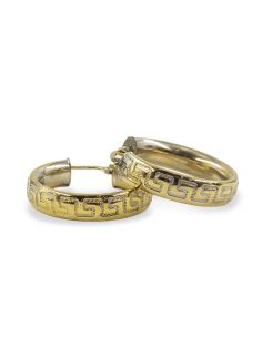 Pendientes aros greca 2.5cm oro bicolor 18k - Joyería Orocash 2