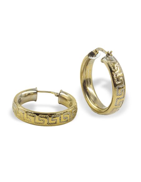 Pendientes aros greca 2.5cm oro bicolor 18k - Joyería Orocash
