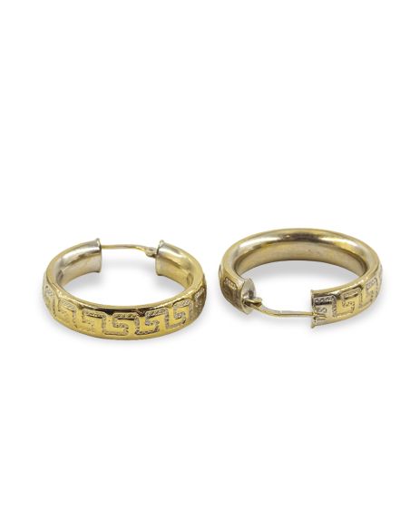 Pendientes aros greca 2.5cm oro bicolor 18k - Joyería Orocash