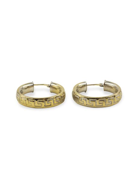 Pendientes aros greca 2.5cm oro bicolor 18k - Joyería Orocash