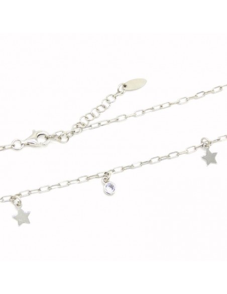 Gargantilla estrellitas y chatón circonitas plata rodiada