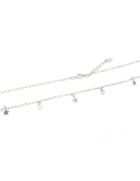 Gargantilla estrellitas y chatón circonitas plata rodiada
