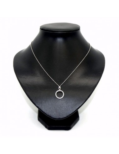 Gargantilla con colgante aro plata rodiada - 45 cm