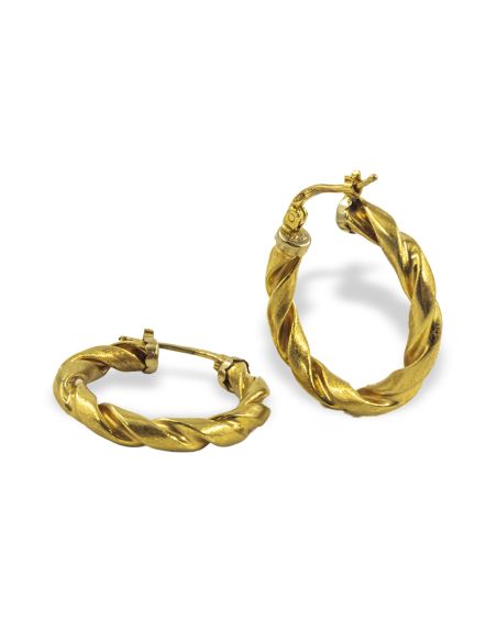 Pendientes aros rizados medianos 2.5cm oro 18k - Joyería Orocash
