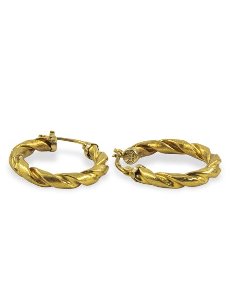 Pendientes aros rizados medianos 2.5cm oro 18k - Joyería Orocash