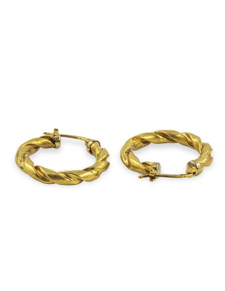 Pendientes aros rizados medianos 2.5cm oro 18k - Joyería Orocash
