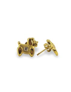 Pendientes perro con circonita oro 18k - Joyería Orocash 2