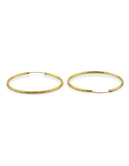 Pendientes aros labrados líneas 4cm oro 18k - Joyería Orocash