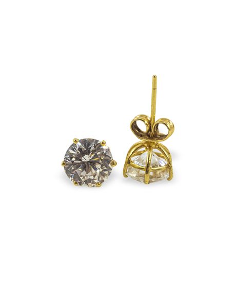 Pendientes circonita redonda seis garras oro 18k - Joyería Orocash