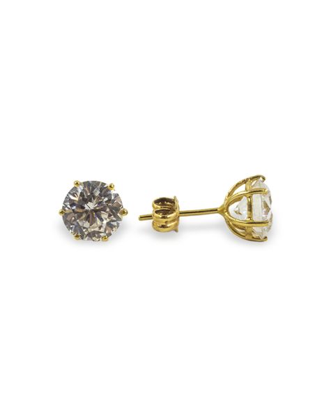 Pendientes circonita redonda seis garras oro 18k - Joyería Orocash