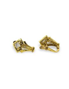 Pendientes rombo circonitas oro 18k - Joyería Orocash 2