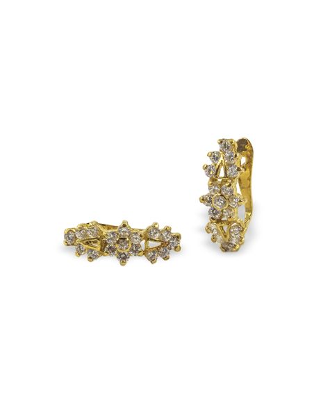 Pendientes flor central circonitas lados oro 18k - Joyería Orocash