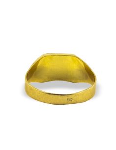 Anillo con piedra roja rectangular lateral labrado oro 18k - Joyería Orocash 2