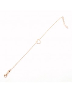Pulsera plata rosa con corazón central diamantado 2