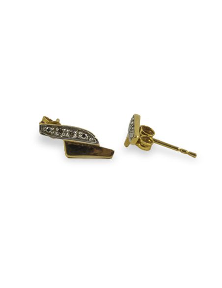 Pendientes rayo con circonitas oro 18k - Joyería Orocash