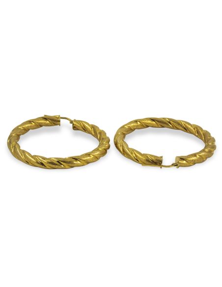 Pendientes aros grandes líneas 5.3cm oro 18k - Joyería Orocash