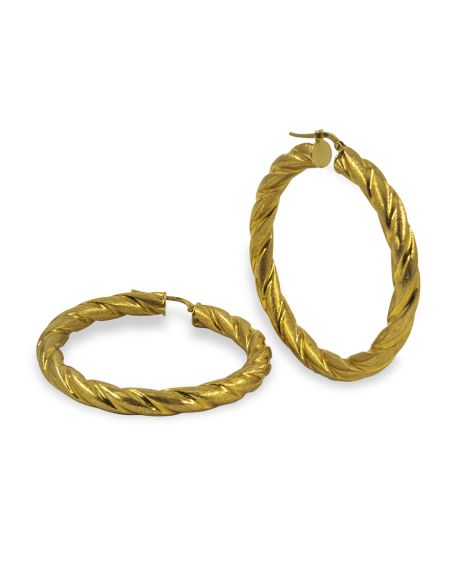 Pendientes aros grandes líneas 5.3cm oro 18k - Joyería Orocash
