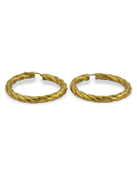 Pendientes aros grandes líneas 5.3cm oro 18k - Joyería Orocash