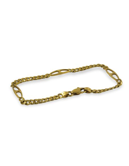 Pulsera eslabón barbada y oval partido 19cm oro 18k - Joyería Orocash
