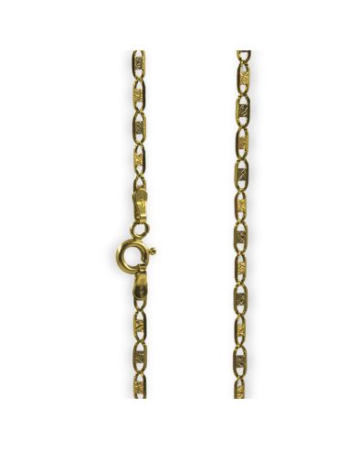 Cadena eslabón ancla plana labrada 66cm oro 18k - Joyería Orocash