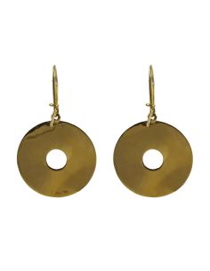 Pendientes disco satinado 4cm oro 18k - Joyería Orocash 2