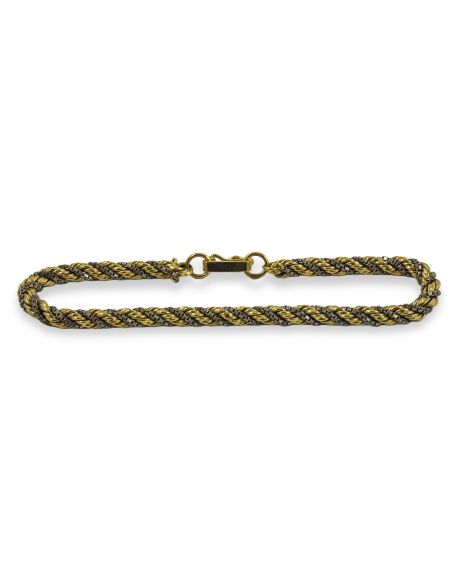 Pulsera cordón con cadena veneciana 20cm oro bicolor 18k - Joyería Orocash